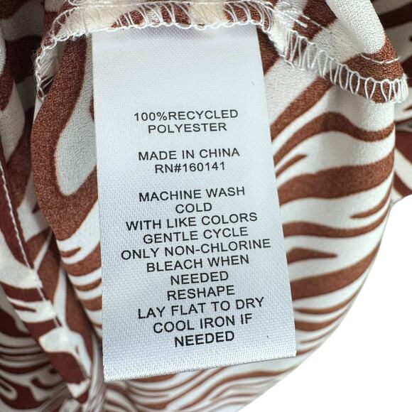89th & Madison NWT Brown White Zebra Long Sleeve Lightweight Blouse Size M - Picture 7 of 7
